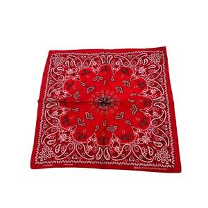 Vintage Red “3 Swords” Bandanna By Zan Headgear Bandana 20" x 20” USA